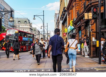 People In Oxford Street In London, Hdr