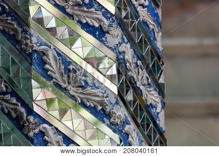 Oriental pillar with mirrors and mosaics in Iran