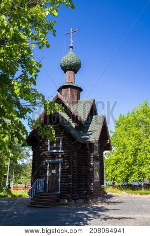 Wooden Church Near The Cathedral Of Peter And Paul In Sestroretsk