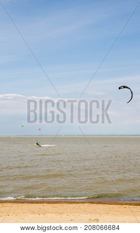 Windsurfing On The Beach Of The Big Izhora Gulf Of Finland
