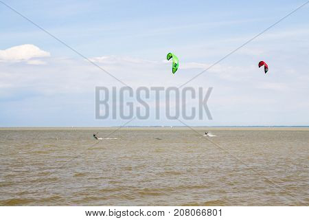 Windsurfing On The Beach Of The Big Izhora Gulf Of Finland