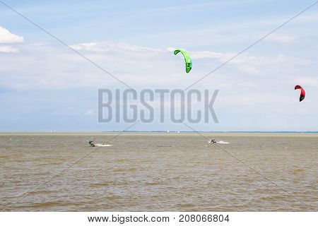 Windsurfing On The Beach Of The Big Izhora Gulf Of Finland