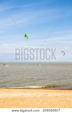 Windsurfing On The Beach Of The Big Izhora Gulf Of Finland