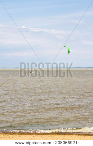 Windsurfing On The Beach Of The Big Izhora Gulf Of Finland