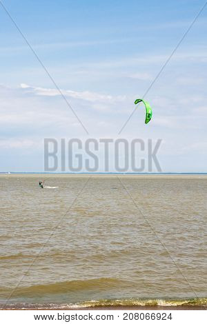 Windsurfing On The Beach Of The Big Izhora Gulf Of Finland