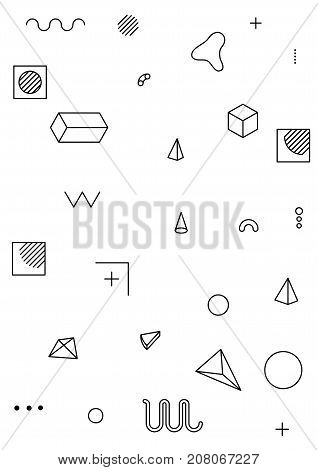 Universal trend poster with bright bold geometric yellow elements, chaotic composition, restrained sustained tempered style. Easy editable clipping mask. Magazine, leaflet, ad, typography, print