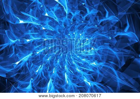 Abstract Background With Swirl Of Crystal Glass And Glassed Drops. 3D Illustration