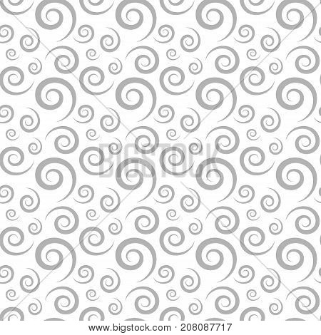 Seamless vector pattern with decorative gray swirls on white background