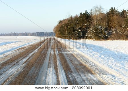 Photographed Snow After A Snowfall During A Frost. Close-up With A Shallow Depth Of Field