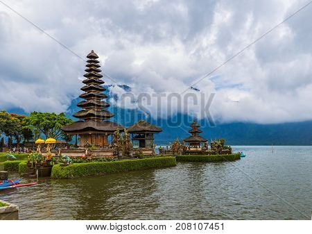 Pura Ulun Danu Temple in Bali Island Indonesia - travel and architecture background