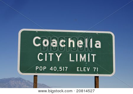 Coachella sign post in California