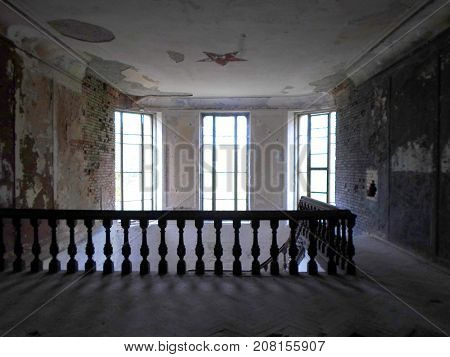 Interior of the abandoned palace in Belarus (Zheludok, Grodno region), built in the early twentieth century, example of Art Nouveau style