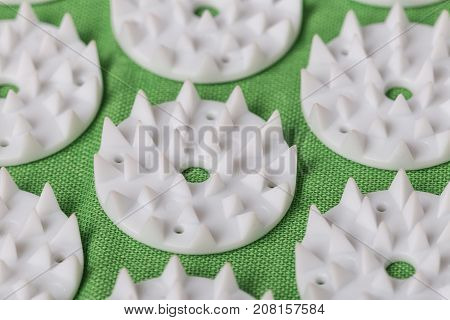 Acupuncture mat for treatment in orthopedics. For the spine, close up