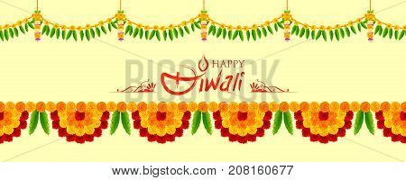 illustration of Flower garland decoration toran for Happy Diwali Holiday background