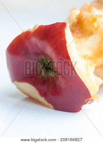 Close Up Of Eaten Apple Core Rotting Decay Fresh