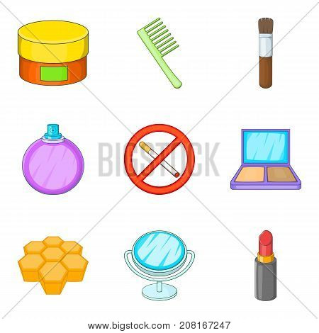 Prohibition of bad habit icons set. Cartoon set of 9 prohibition of bad habit vector icons for web isolated on white background