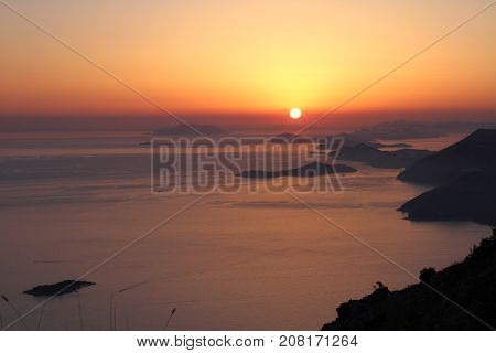 Sunset over the Adriatic Sea Croatia in summer.