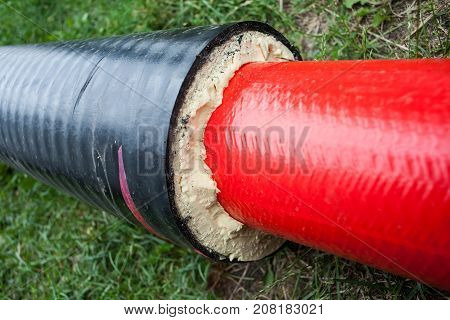 Thermal insulation. Pipe with thermal insulation in section