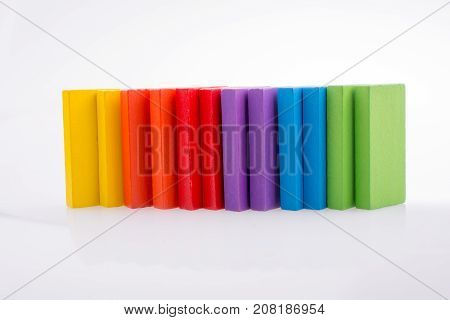 Coorful Domino Blocks On White Background