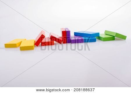 Coorful Domino Blocks On White Background