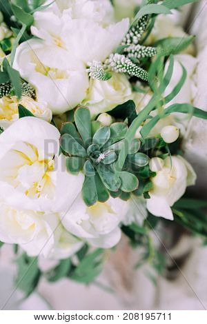 Wedding floral decoration, flower bouquet background closeup, vertical