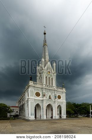 SAMUTSONGKHRAM THAILAND October 92017 Nativity of Our Lady Cathedral church is a catholic church The church is a public place in Thailand this Church was build since 1890