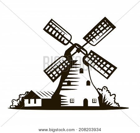 old windmill. vector illustration on white background
