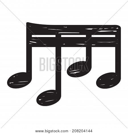 Isolated sketch of a musical note, Sixty-fourth note, Vector illustration