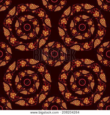 Seamless traditional chinese pattern with floral ornament. Stock vector illustration.