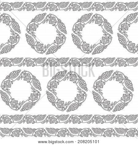 Seamless traditional chinese pattern with floral ornament. Stock vector illustration.