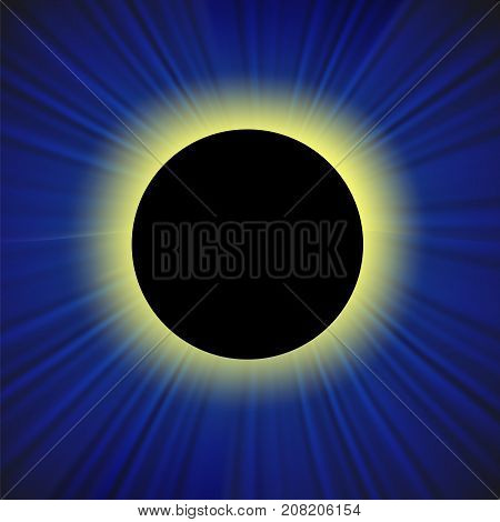 Full Solar Eclipse on Blurred Blue Background
