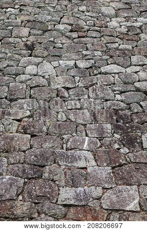 Stone Wall In Osaka Castle, Japan