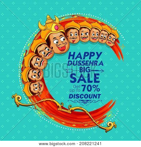 illustration of Raavana with ten heads for sale promotion of Navratri Dussehra festival of India poster