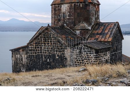 Fragment of the monastery of Sevanavank in Armenia horizontal