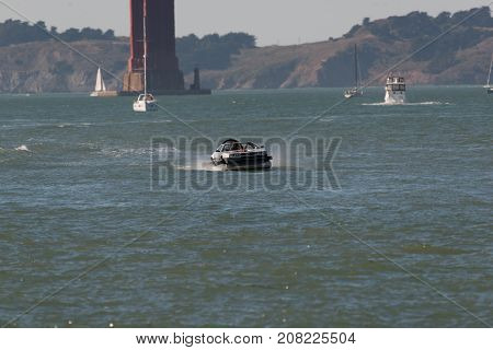 A Delorean boat car on the San Francisco bay during fleet week in San Francisco Ca. Oct 6, 2017