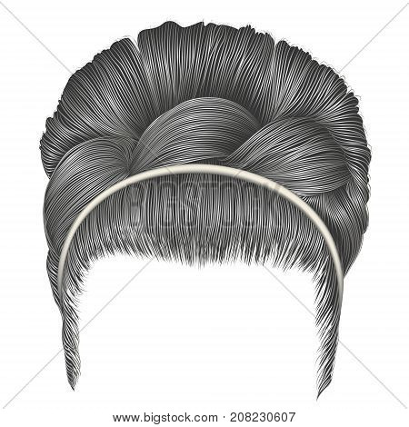 babette of hairs with pigtail gray colors . trendy women fashion .beauty  retro hairstyle .