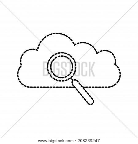 cloud magnifier search find information vector illustration