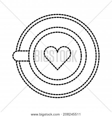 coffee with foam in a shape of a heart top view vector illustration