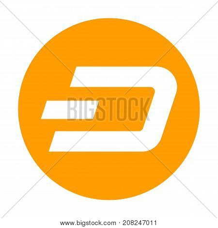 Dash icon for internet money. Crypto currency symbol for using in web projects or mobile applications. Blockchain based secure cryptocurrency. Isolated vector sign.
