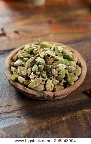 Most Expensive Spice In The World – Dried Green Cardamom Pods With Black Seeds, Used As An Ingredien