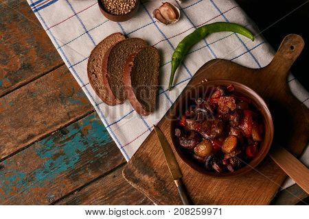 Baked Vegetables, Potatoes, Mushrooms, Onion, Tomato And Garlic