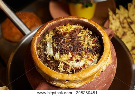 Pilaf Rice With Meat And Vegetables