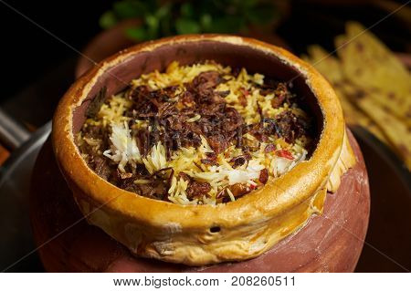 Pilaf Rice With Meat And Vegetables