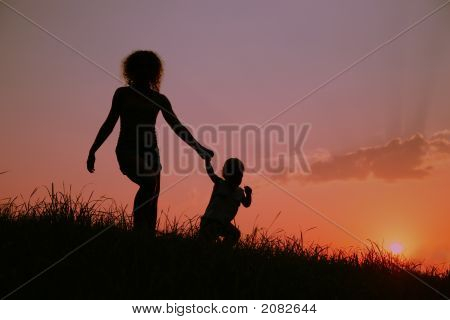 Silhouette Mutter und Kind