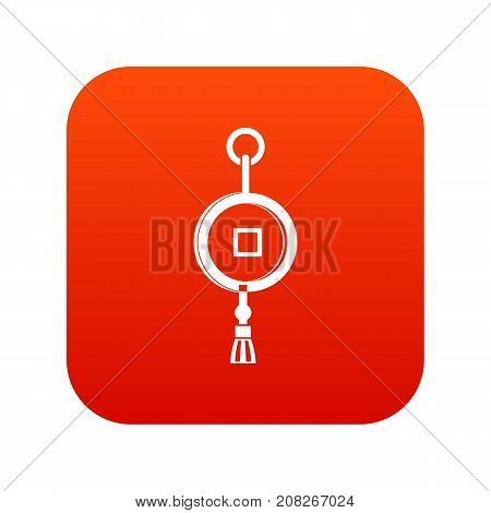 Antique Chinese coin icon digital red for any design isolated on white vector illustration