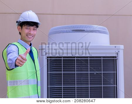 Engineer System of central conditioning set on the roof of the building