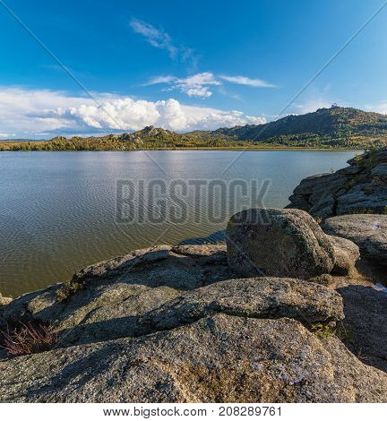 Beauty view on Kolyvan lake - a lake at the foot of the northern slope of the Kolyvan Ridge in the Altai Territory of Russia