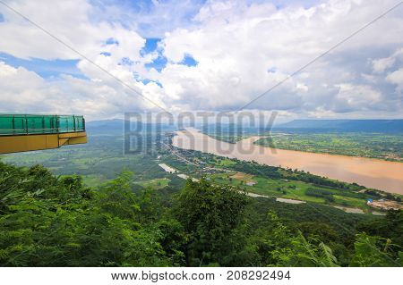 Beautiful of landscape View Mekong River at Wat Pha Tak Suea in Nongkhai, Thailand