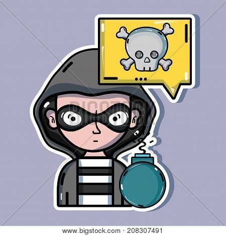 person hacker to programmer virus in the system vector illustration