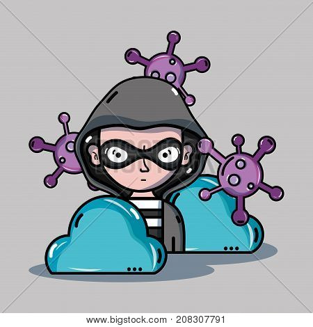 person hacker to programmer virus in the system vector illustration